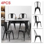 Chaise en fer xuanyu - noir - 85 * 45 * 46cm - lot de 4