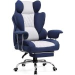 Chaise gaming ergonomique fauteuil de bureau avec support lombaire � ressorts ensach�sbleu fonc� - blanc ...