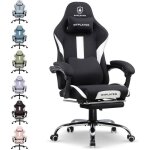 Chaise gaming chaise de gamer chaise de bureau respirante en tissu de haute qualit� avec repose - piedsblanc ...