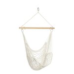 Chaise suspendue corde tress�e style hawa�en 120 � 90 cm - fauteuil hamac blanc - anneau m�tal inclus ...