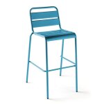 Chaise haute de jardin en m�tal bleu pacific palavas oviala