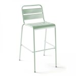 Chaise haute de jardin en m�tal vert sauge palavas oviala