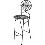 Chaise haute pliante fauteuil de bar pliable ou pour ilot central en fer forg� marron 67x72x115cm