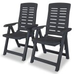 Chaise inclinable de jardin pliante ovonni - 2 pcs - plastique anthracite - rsistante aux intempries ...