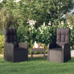 Vidaxl 2x chaise inclinable de jardin et coussins fauteuil dextrieur chaise de patio terrasse arrire ...