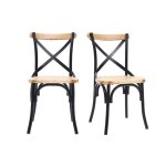 Miliboo - chaises bistrot bois clair massif et mtal noir (lot de 2) jake