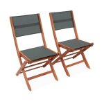 Chaises de jardin en bois et textilne - almeria savane - 2 chaises pliantes en bois deucalyptus huil ...
