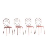 Lot de 4 chaises de jardin empilables en m�tal fa�on fer forg� - terracotta - guermantes de mylia