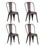 Chaise de jardin en fer blanc ohmg - lot de 4 chaises � dossier amovible rouille 85 * 45 * 45cm