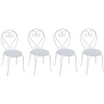 Chaises de jardin en fer forg� - guermantes - lot de 4 - m�tal - blanc - 4 personnes