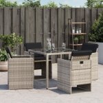 Chaise de jardin - mxzzand - lot de 4 - gris clair - coussin anthracite - rsine tresse