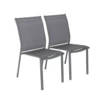 Lot de 2 chaises de jardin cleveland empilables aluminium et textilene anthracite. 64. 5 x 45. 5 x 89. ... Lot de 2 chaises de jardin cleveland empilables aluminium et textilene anthracite. 64. 5 x 45. 5 x 89. ...
