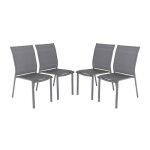 Lot de 4 chaises de jardin cleveland empilables aluminium et textilene anthracite. 64. 5 x 45. 5 x 89. ... Lot de 4 chaises de jardin cleveland empilables aluminium et textilene anthracite. 64. 5 x 45. 5 x 89. ...