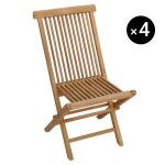 Lot de 4 chaises de jardin en teck lombok