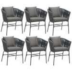 Fauteuils de jardin - tectake - ensemble de 6 chaises valeiras effet corde tressée avec housses amovibles ... Fauteuils de jardin - tectake - ensemble de 6 chaises valeiras effet corde tressée avec housses amovibles ...