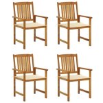 Chaise de jardin - vidaxl - 4 pcs - bois dacacia massif - coussins cr�me - style naturel