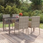 Chaises de jardin - vidaxl - 4 pcs - rsine tresse - gris - coussins inclus