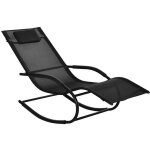 Chaise longue � bascule - outsunny - rocking chair ergonomique t�ti�re accoudoirs jardin - m�tal - 62x150x84cm ...