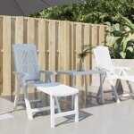 Chaise longue - vidaxl - pliable - dossier r�glable en 5 positions - plastique blanc - l�ger