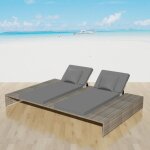 Chaise longue double avec coussin gris r�sine tress�e