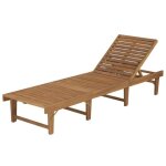 Chaise longue pliable en acacia - marron - 200 x 61 cm