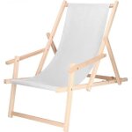 Chaise longue pliante en bois avec accoudoirs - springos - transat de jardin - pliant - adulte - gris ...