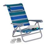 Relaxdays chaise longue pliante rglable transat de plage avec repose - tte accoudoirs bleu / vert / ...