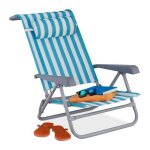 Relaxdays chaise longue pliante 8 niveaux rglables transat de plage avec repose - tte accoudoirs bleu ...