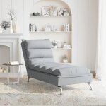 Chaise longue - v geby - ty9468 - gris clair - tissu durable - pieds en métal chromé Chaise longue - v geby - ty9468 - gris clair - tissu durable - pieds en métal chromé
