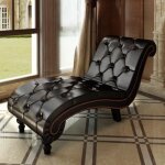 Vidaxl chaise longue boutons cuir synthtique marron salon balcon transat 240407