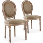 Chaises m�daillon louis xvi - menzzo - lot de 2 - bois patin� - simili taupe