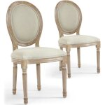 Chaises mdaillon louis xvi menzzo - lot de 2 - tissu beige - bois crus