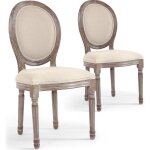 Chaises mdaillon louis xvi menzzo - lot de 2 - tissu beige - design classique extra - chic