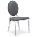 Chaises mdaillon simili paris prix - lot de 2 - gris & argent - design & elegant