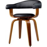 Chaise avec accoudoirs en cuir synth�tique noir - harold - rendez - vous d�co