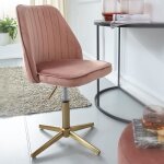 Chaise pivotante design velours rose - wohnling - chaise de cuisine sans roulettes - chaise coque moderne ...