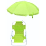 Chaise de plage pliante - non spcifi - vert - avec parasol - adapt aux enfants - acier alli