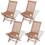 Chaise pliante dextrieur en teck massif - ovonni - pliant - marron - naturel - meuble de jardin