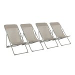 Lot de 4 chaises pliantes livorno en acier / textilene. kaki. 83 x 88 x 95 cm