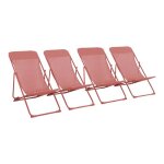 Chaise pliante - sweeek - livorno - aluminium - textilene - terracotta - 3 positions dinclinaison