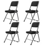 Chaise pliante - vivolilv - lot de 4 - cuir noir - 45 x 46 x 82 cm - pour salle à manger et jardin Chaise pliante - vivolilv - lot de 4 - cuir noir - 45 x 46 x 82 cm - pour salle à manger et jardin