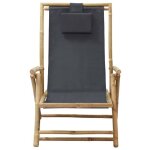 Chaise de relaxation inclinable gris fonc� bambou et tissu - vidaxl - 313024 - oreiller inclus - exotique ...