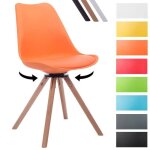 Chaise r�tro - clp - troyes - pi�tement en bois - dossier en plastique - assise en simili - cuir