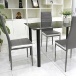 Set 4 chaises romane pour cuisine bar et salle � manger gris fonc� assise et dossier rembourr�s et rev�tus ...
