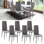 Idmarket lot de 6 chaises romane grises bandeau blanc pour salle � manger