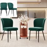 Chaise de salle � manger lot de 2 - vert - velours rembourr� - m�tal durable