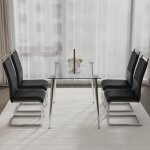 Chaise de salle � manger 4 pcs - dossier haut en simili cuir pu et lin - chaise dappoint - noir