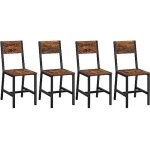 Chaise salle � manger lot de 4 - vasagle - style industriel - marron rustique et noir