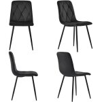 Chaise de salle � manger lot de 4 - velours serg� - m�tal noir - design contemporain