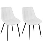 Chaises de salle � manger blanches - jeobest - 2 pi�ces - pieds en m�tal - cuir pu imperm�able